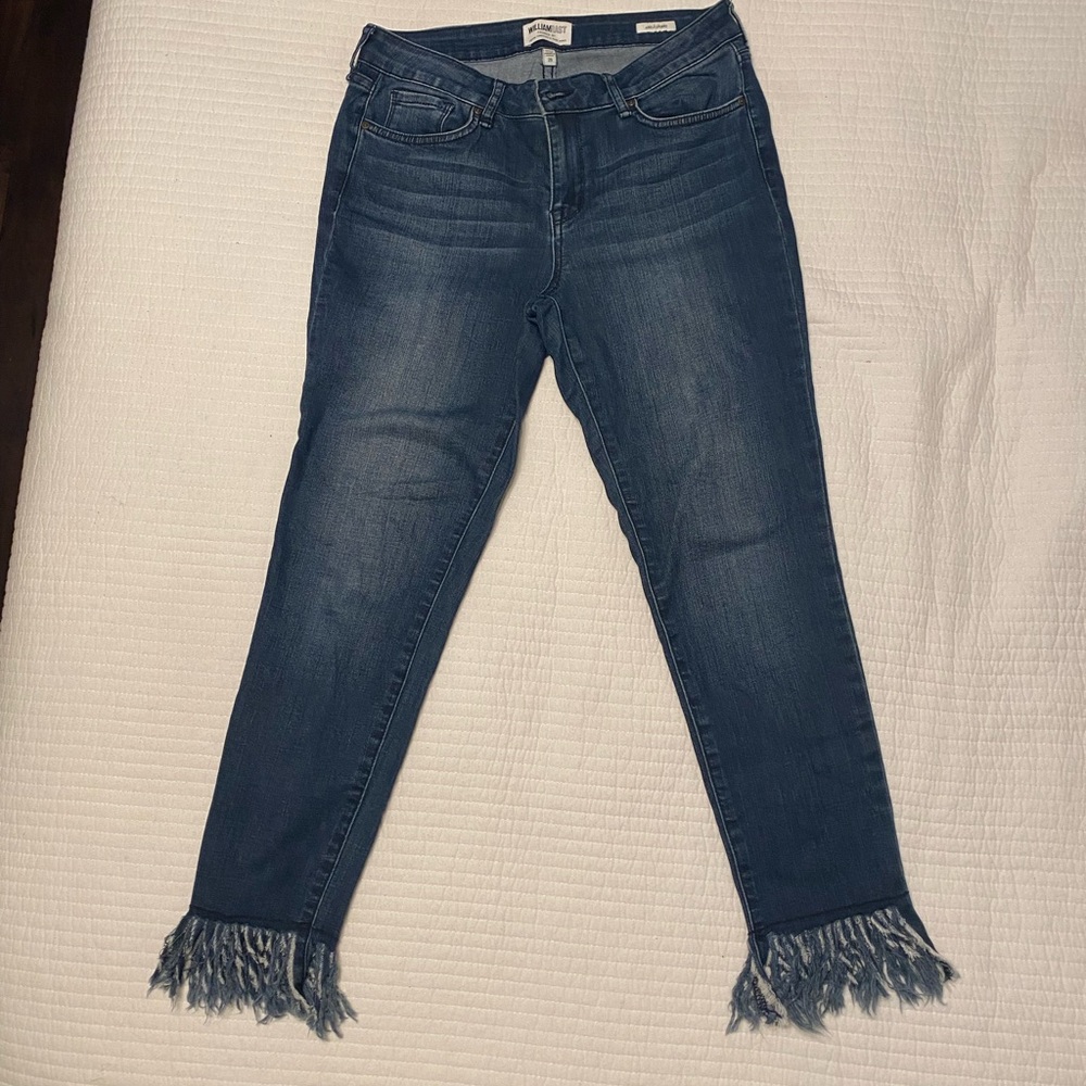 William Rast Dark Blue Fringe Hem Jeans